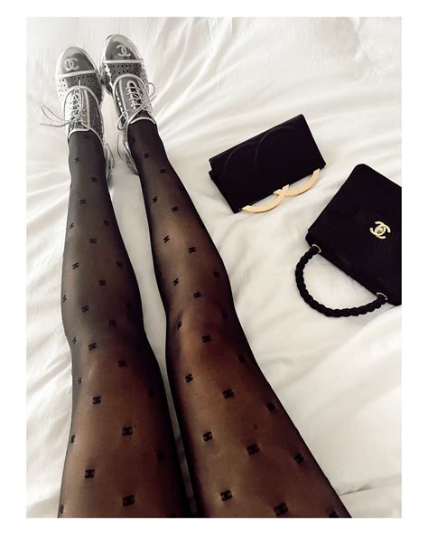 chanel logo hosiery|chanel logo tights.